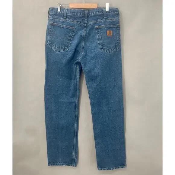 B16 Carhartt Jeans Mens 36x34 Workwear Jeremy Allen White Style Bear Americana - Picture 2 of 5